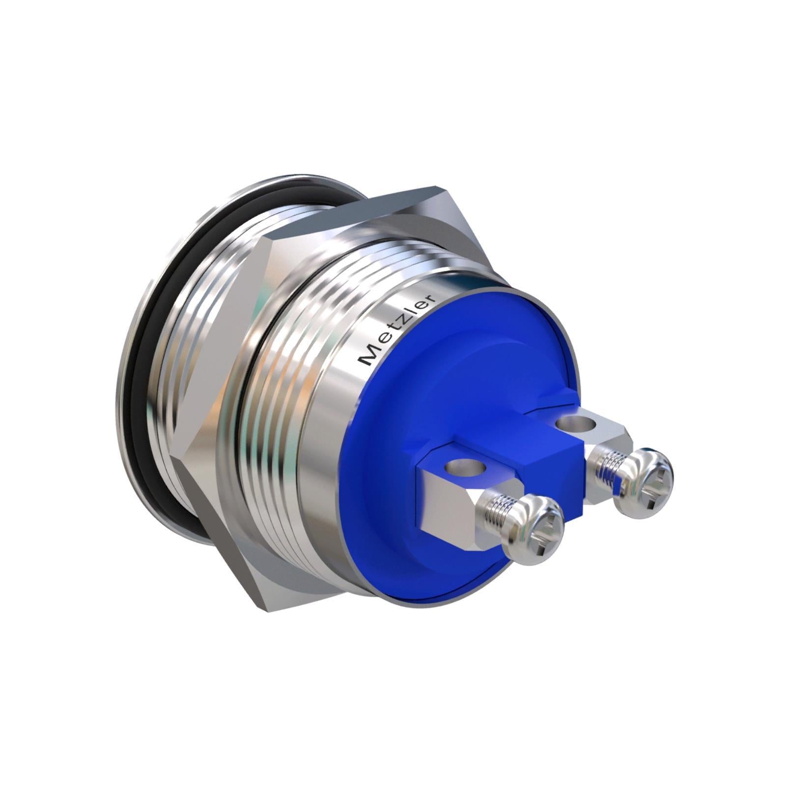 Metzler - Drucktaster 22mm - IP67 IK10 - Edelstahl - Gewölbt - Schraubkontakte
