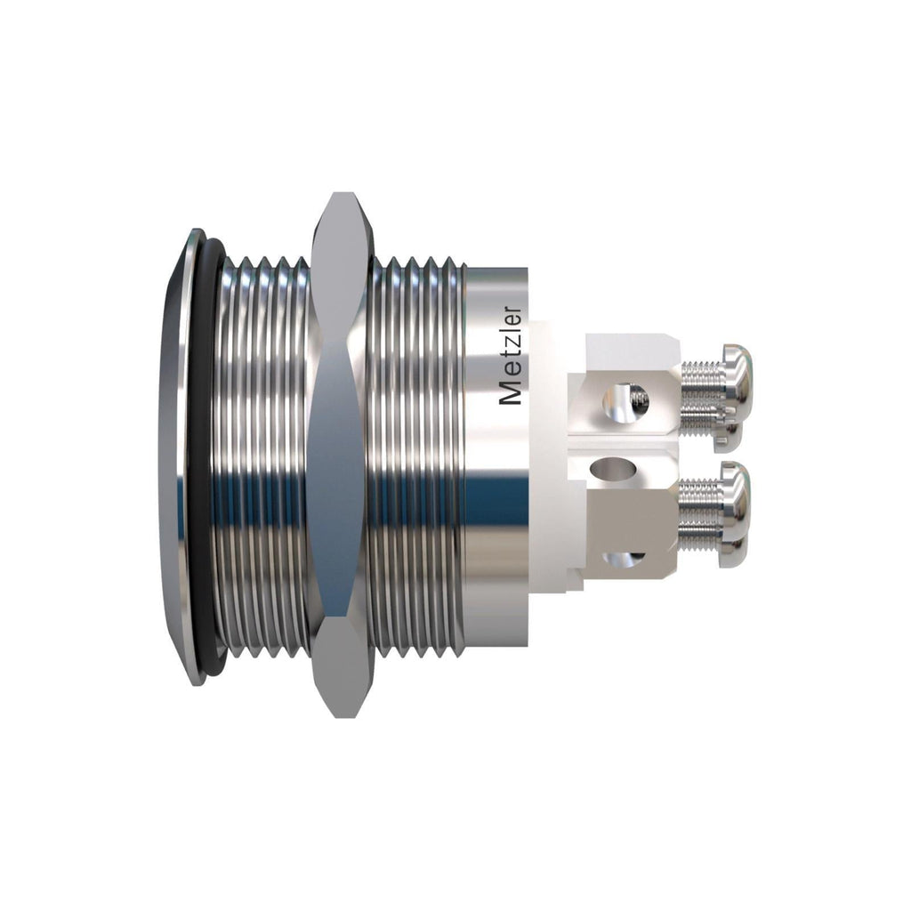 Metzler - Drucktaster 22mm - LED Ringbeleuchtung Rot - IP67 IK10 - Edelstahl - Flach - Schraubkontakte