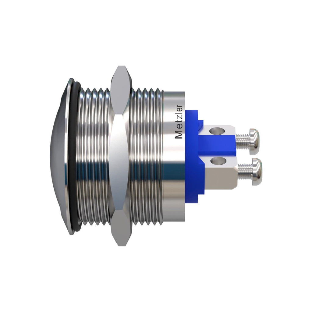 Metzler - Drucktaster 22mm - IP67 IK10 - Edelstahl - Gewölbt - Schraubkontakte