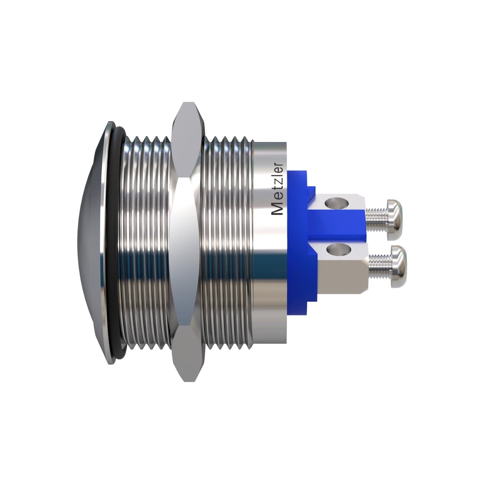 Metzler - Drucktaster 22mm - IP67 IK10 - Edelstahl - Gewölbt - Schraubkontakte
