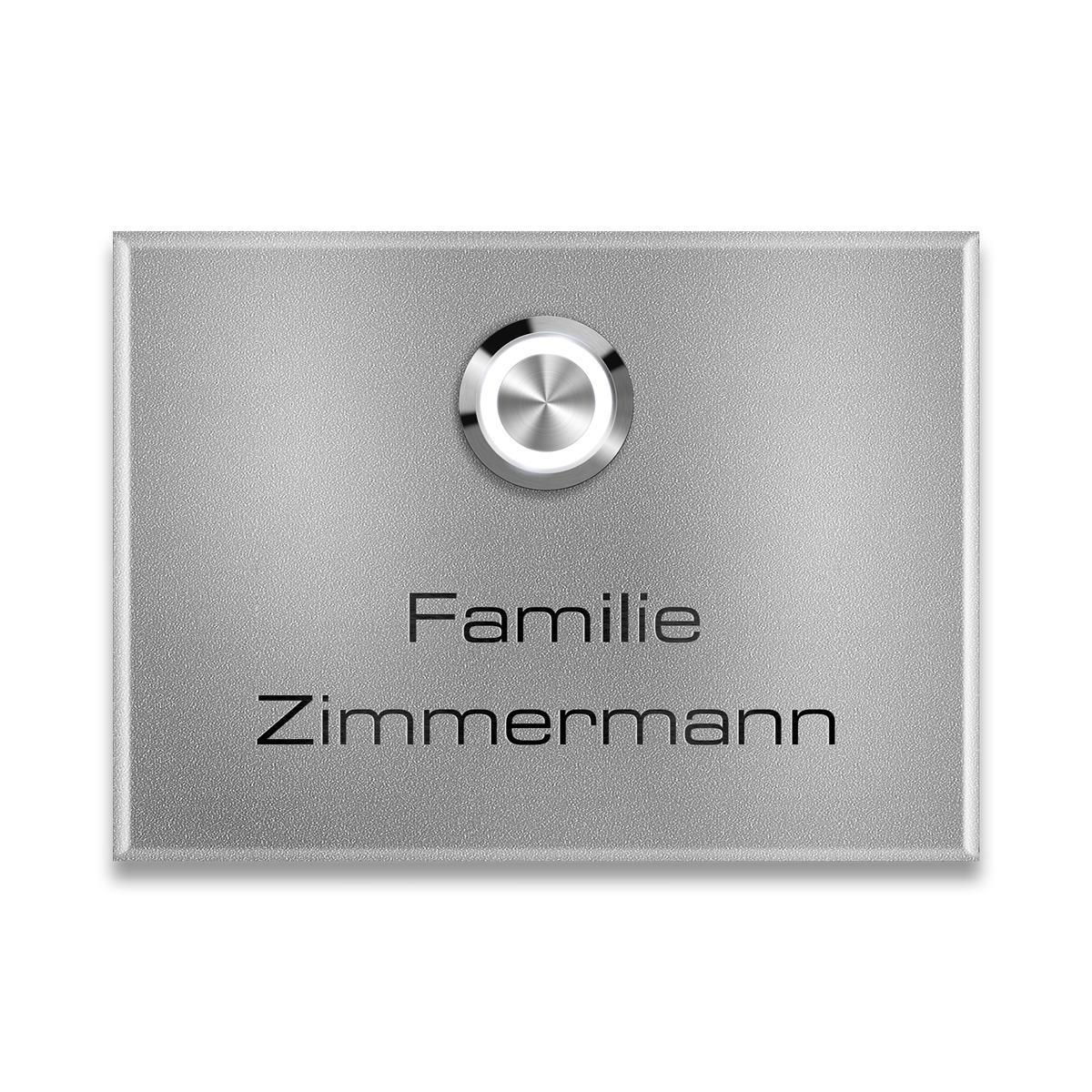 Metzler Aufputz Türklingel | personalisiert mit Gravur | Edelstahl-Taster mit LED | Vitus
