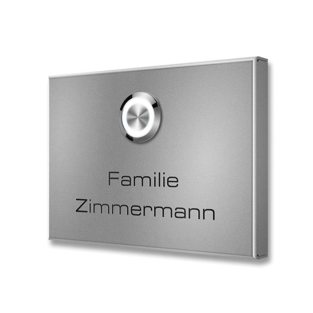 Metzler Aufputz Türklingel | personalisiert mit Gravur | Edelstahl-Taster mit LED | Vitus