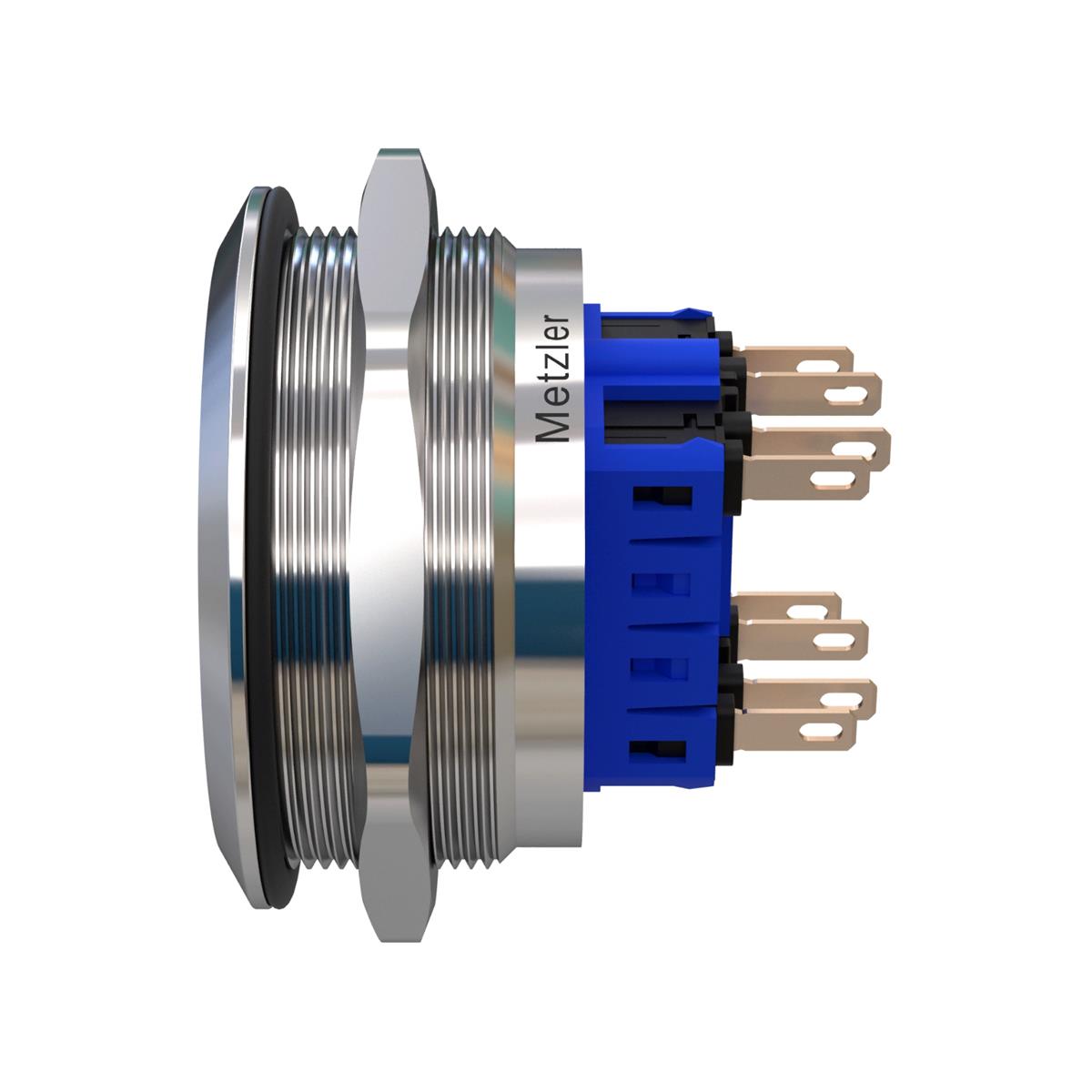 Metzler - Drucktaster 40mm - IP67 IK10 - Edelstahl - 2-polig - Flach - Lötkontakte