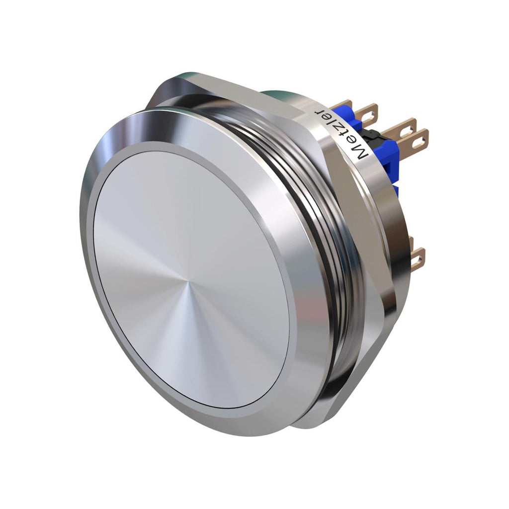 Metzler - Drucktaster 40mm - IP67 IK10 - Edelstahl - 2-polig - Flach - Lötkontakte