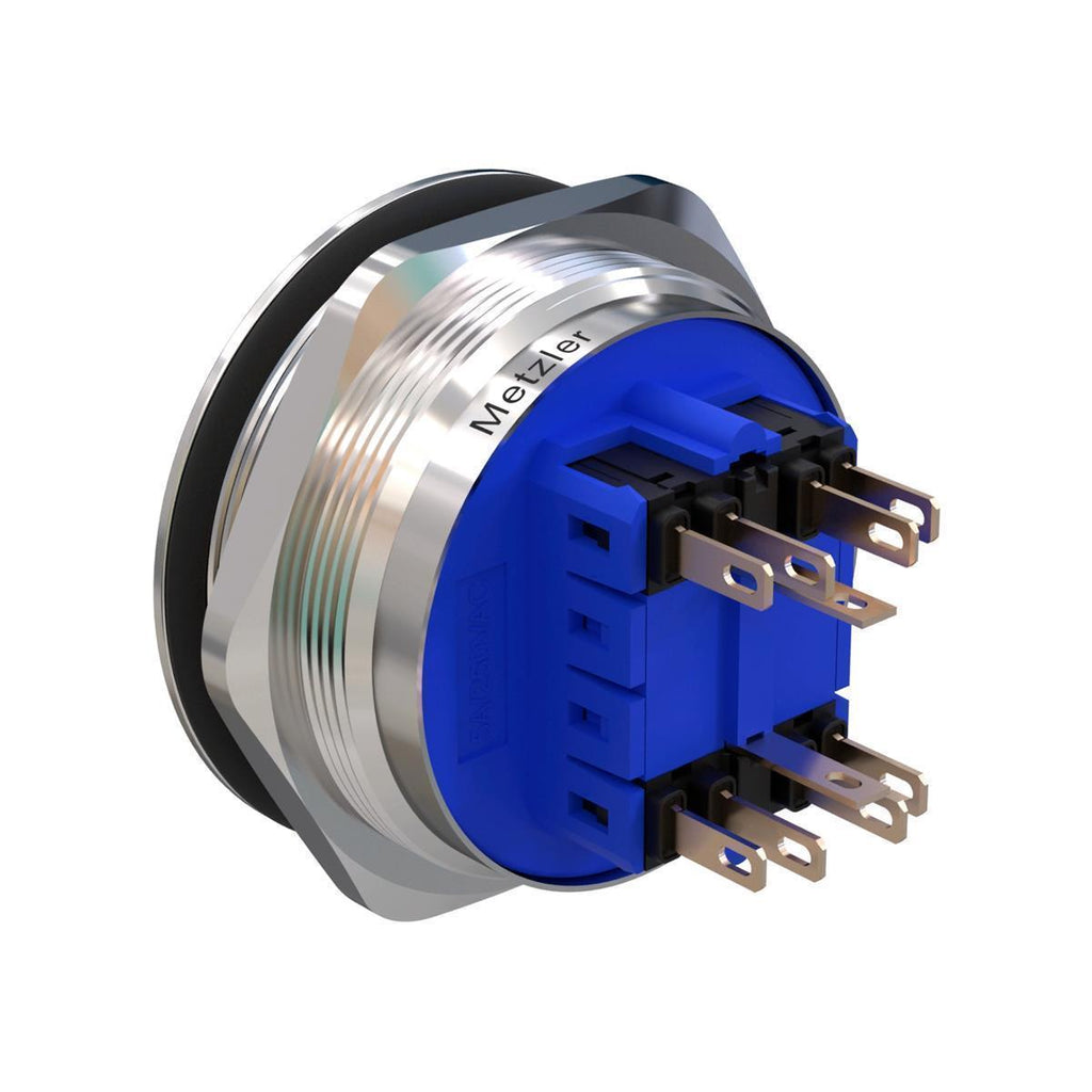 Metzler - Drucktaster 40mm - LED Symbol Glocke Gelb - IP67 IK10 - Edelstahl - 2-polig - Flach - Lötkontakte