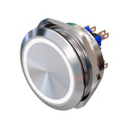 Metzler - Drucktaster 40mm - LED Ringbeleuchtung Weiß - IP67 IK10 - Edelstahl - 2-polig - Flach - Lötkontakte