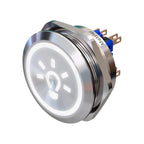 Metzler - Drucktaster 40mm - LED Symbol Licht Weiß - IP67 IK10 - Edelstahl - 2-polig - Flach - Lötkontakte