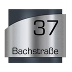 Metzler Edelstahl Hausnummernschild mit Straße | Anthrazit RAL 7016 | Falko 2