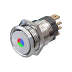 Metzler - Drucktaster 16mm - LED Punktbeleuchtung RGB - IP67 IK10 - 15A - Edelstahl - Flach - Lötkontakte