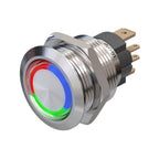 Metzler - Drucktaster 19mm - LED Ringbeleuchtung RGB - IP67 IK10 - 15A - Edelstahl - Flach - Lötkontakte