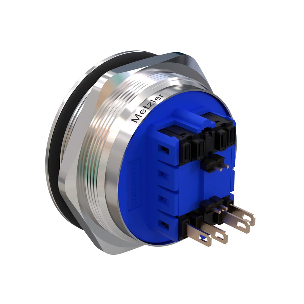 Metzler - Drucktaster 40mm - LED Ringbeleuchtung RGB - IP67 IK10 - Edelstahl - Flach - Lötkontakte