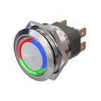 Metzler - Drucktaster 25mm - LED Ringbeleuchtung RGB - IP67 IK10 - 15A - Edelstahl - 2-polig - Flach - Lötkontakte