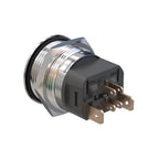 Metzler - Druckschalter 22mm - LED Ringbeleuchtung RGB - IP67 IK10 - 15A - Edelstahl - Flach - Lötkontakte
