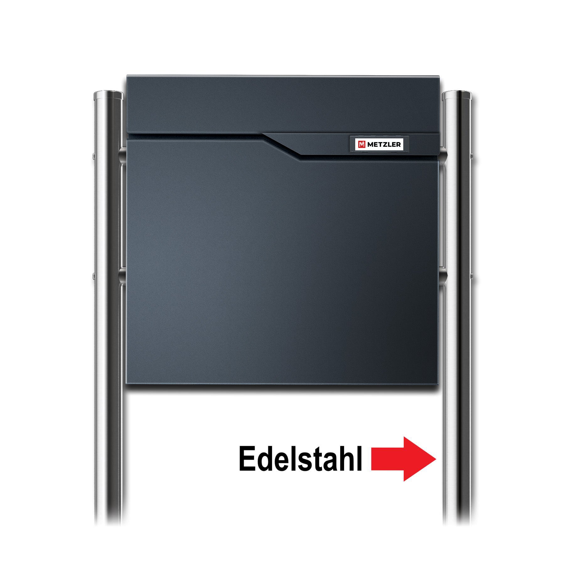Metzler Standbriefkasten | austauschbares Namensschild | Edelstahl Standfuß | Anthrazit | Siebert 2