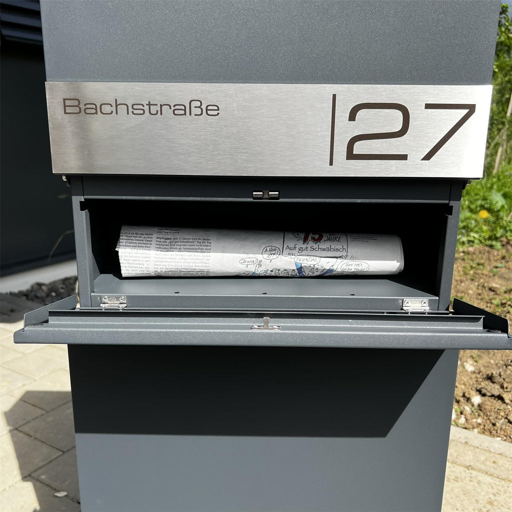 Metzler Standbriefkasten mit Zeitungsfach aus hochwertigem Stahl | Alves