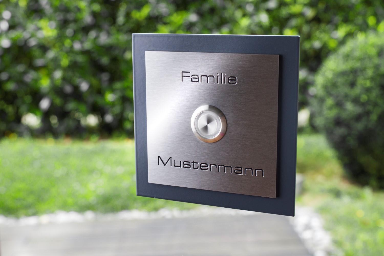 Edelstahl Klingelplatte - Anthrazit LED Taster