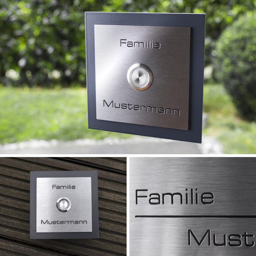 Edelstahl Klingelplatte - Anthrazit LED Taster