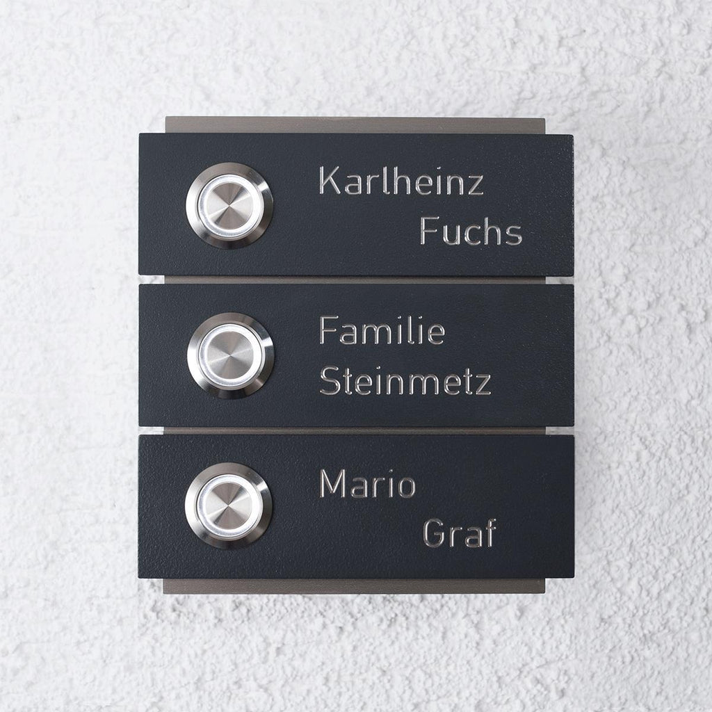 Moderne Türklingel aus Edelstahl 3 Fach