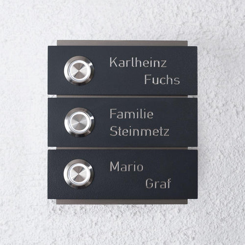 Moderne Türklingel aus Edelstahl 3 Fach