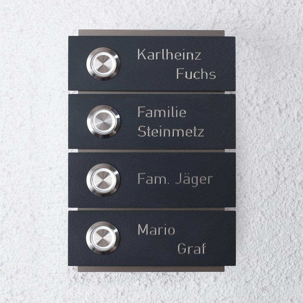 Moderne Türklingel aus Edelstahl 4 Fach
