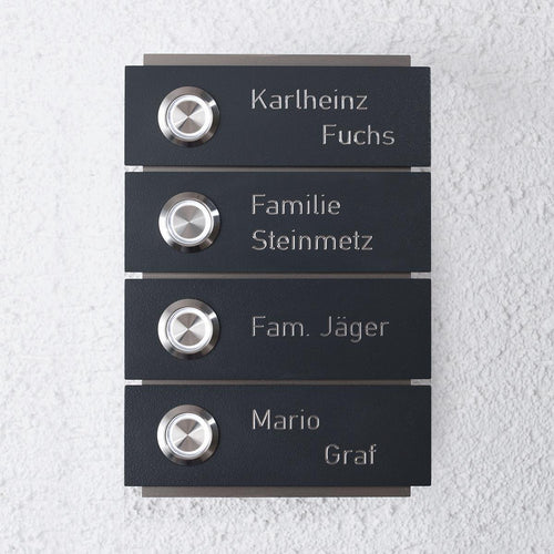Moderne Türklingel aus Edelstahl 4 Fach