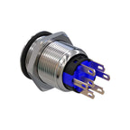 Metzler - Drucktaster 19mm - LED Symbolbeleuchtung RGB - IP67 IK10 - Edelstahl - Flach - Lötkontakte - Wunschsymbol