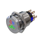 Metzler - Drucktaster 19mm - LED Symbolbeleuchtung RGB - IP67 IK10 - Edelstahl - Flach - Lötkontakte - Wunschsymbol