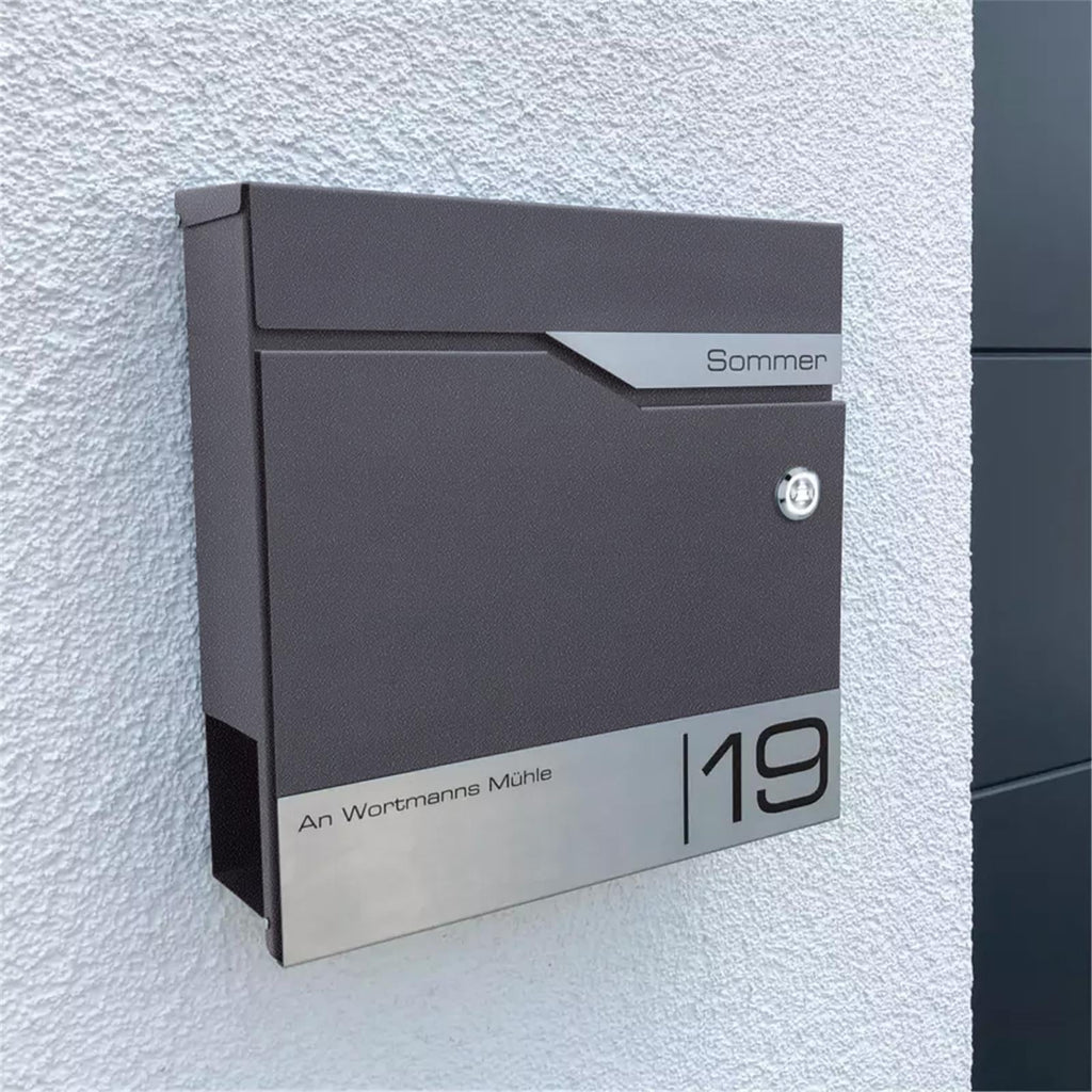Metzler Briefkasten mit Funkklingel | personalisiert mit Gravur | Edelstahl-Namensschild | mit Zeitungsfach | Siebert