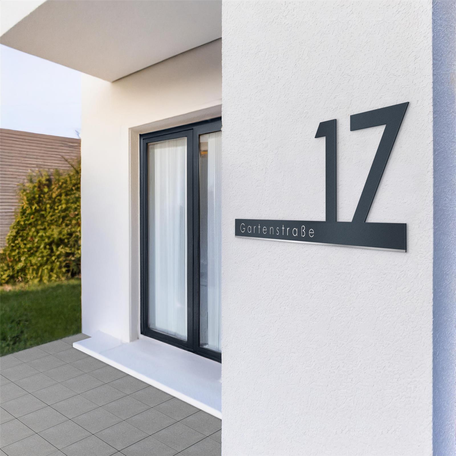 Metzler Schriftzug in Anthrazit | personalisiert mit Straße und Hausnummer | Ella