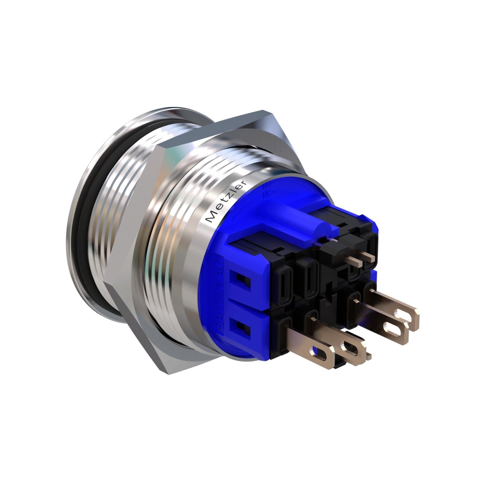 Metzler - Drucktaster 25mm - LED Ringbeleuchtung RGB - IP67 IK10 - Edelstahl - Flach - Lötkontakte