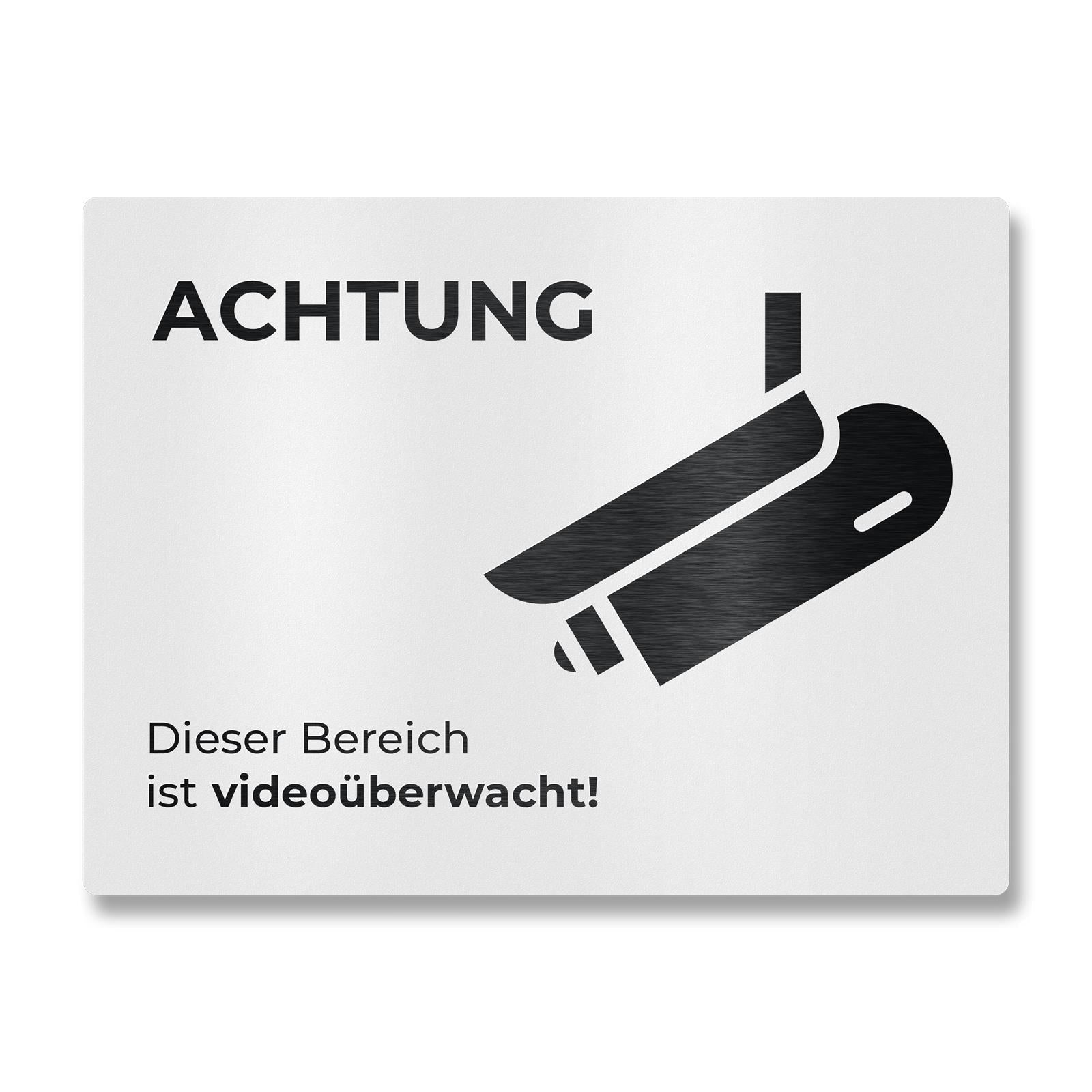 Hinweisschild aus Edelstahl - Dieser Bereich ist videoüberwacht 