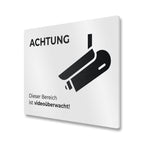 Hinweisschild aus Edelstahl - Dieser Bereich ist videoüberwacht 