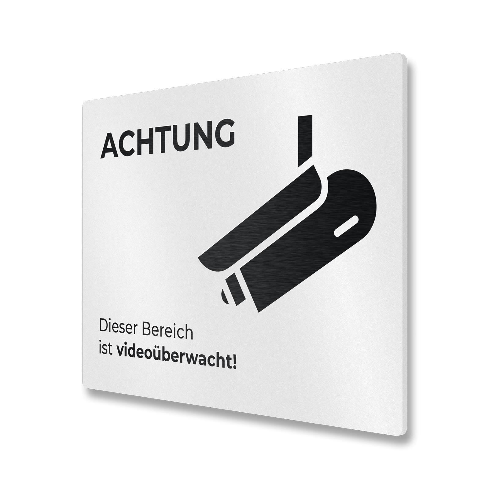 Hinweisschild aus Edelstahl - Dieser Bereich ist videoüberwacht 