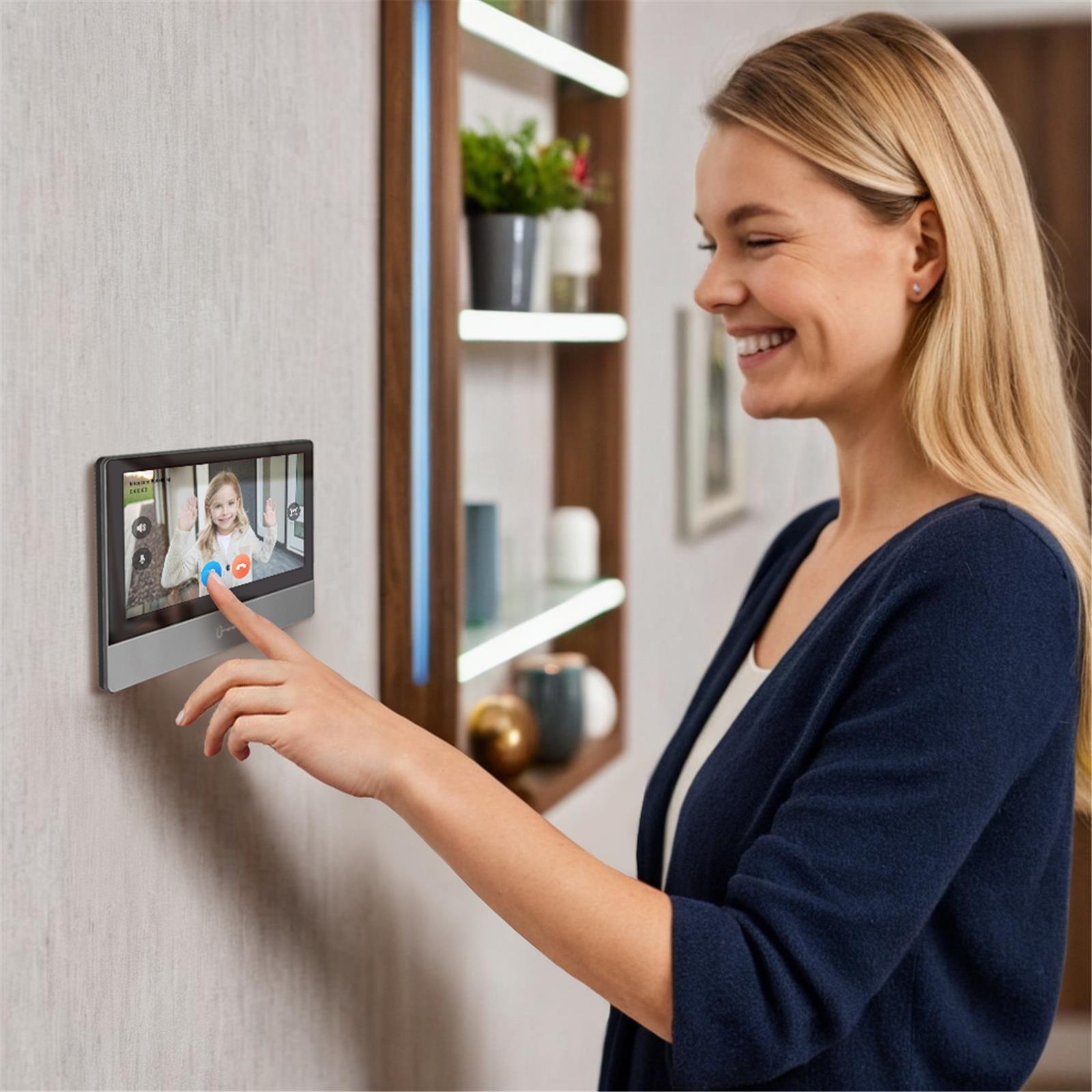 Metzler Intercom Innenstation Pro, 7 Zoll IPS Touchscreen, LAN PoE schwarz - grau