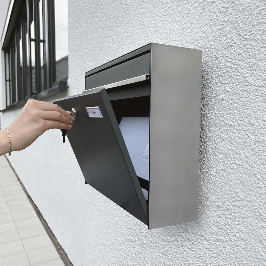 Metzler Briefkasten in Anthrazit | BK212 mit austauschbarem Namensschild