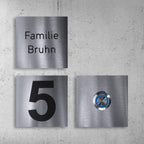 Design Klingelschild - mit Hausnummer aus Edelstahl
