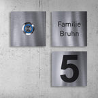 Design Klingelschild - mit Hausnummer aus Edelstahl