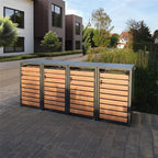 Metzler Mülltonnenbox | 4er | 240l | in Holzoptik | Anthrazit RAL 7016 | aus Stahl | rostfrei & massiv | Türgriff mit Schloss