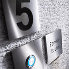 Design Klingelschild - mit Hausnummer aus Edelstahl