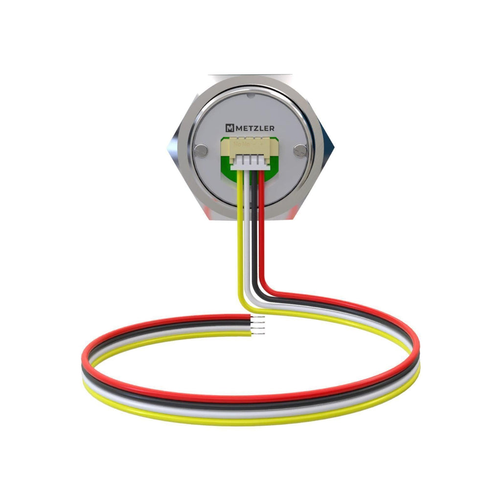Metzler - Drucktaster 22mm - LED Ringbeleuchtung Blau - IP67 IK10 - Edelstahl - Flach -  Kabelanschluss