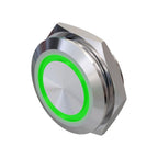 Metzler - Drucktaster 22mm - LED Ringbeleuchtung Grün - IP67 IK10 - Edelstahl - Flach -  Kabelanschluss
