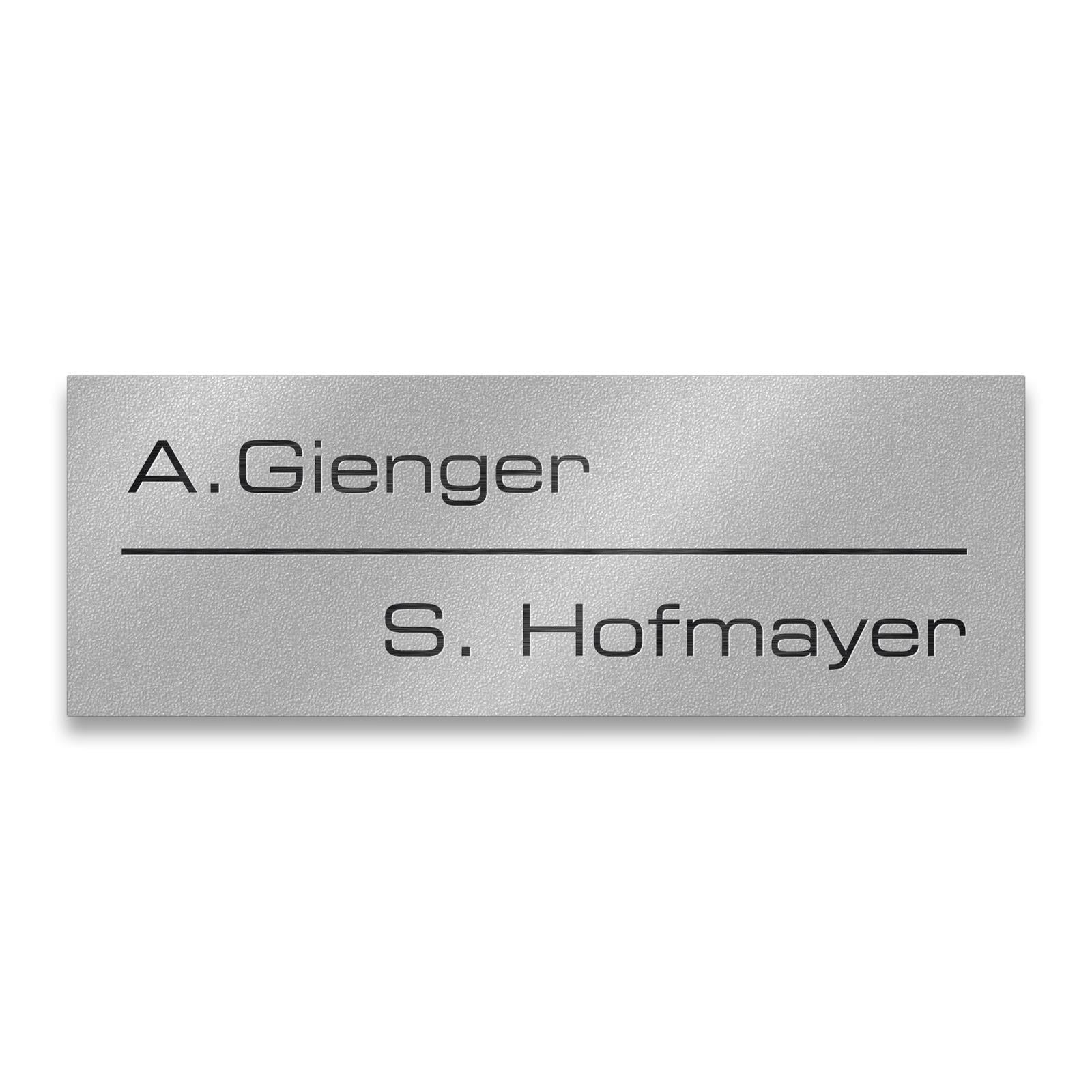 Metzler Namensschild Briefkastenschild aus Edelstahl | 8,5 x 3 cm