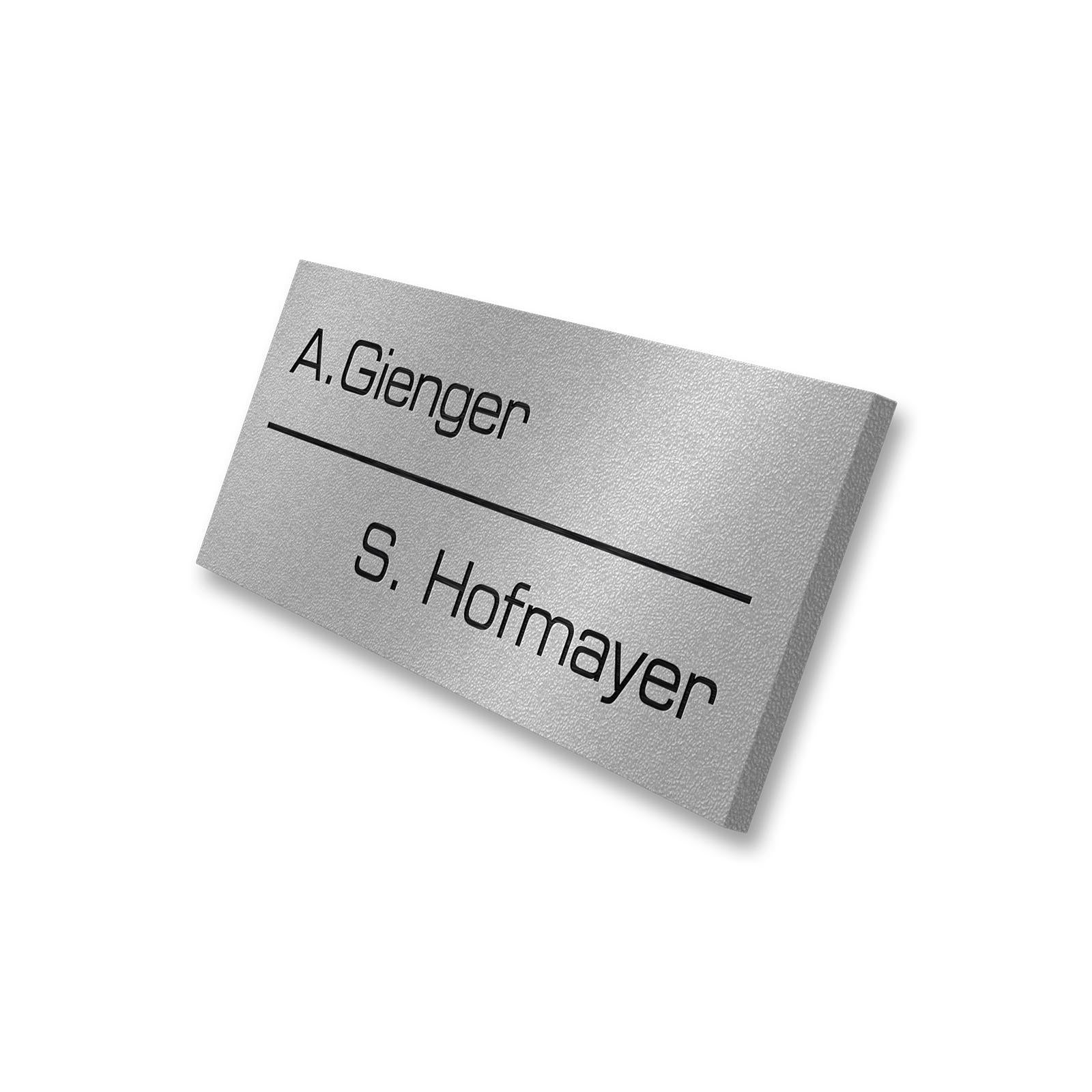 Metzler Namensschild Briefkastenschild aus Edelstahl | 8,5 x 3 cm