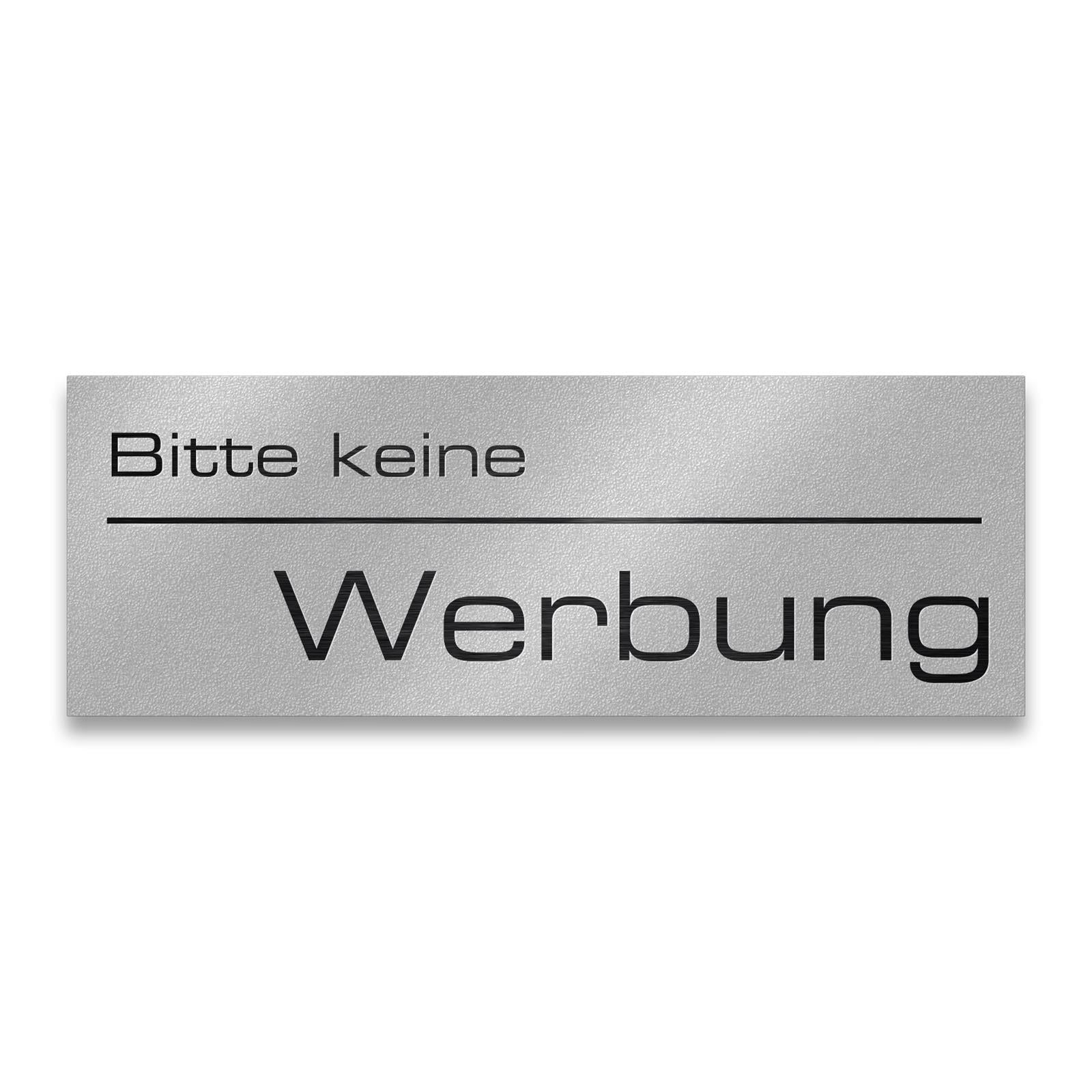 Briefkastenschild - Bitte keine Werbung - aus Edelstahl