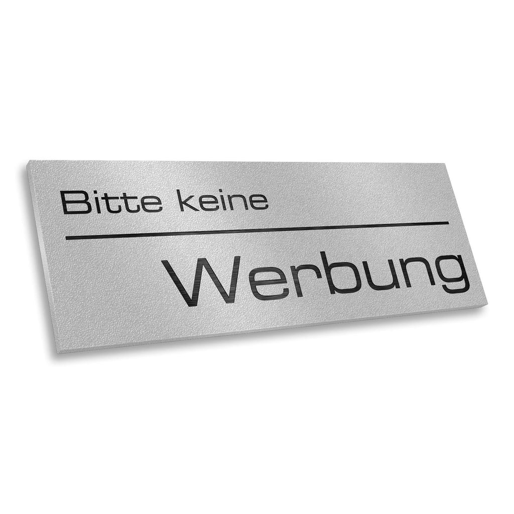 Briefkastenschild - Bitte keine Werbung - aus Edelstahl