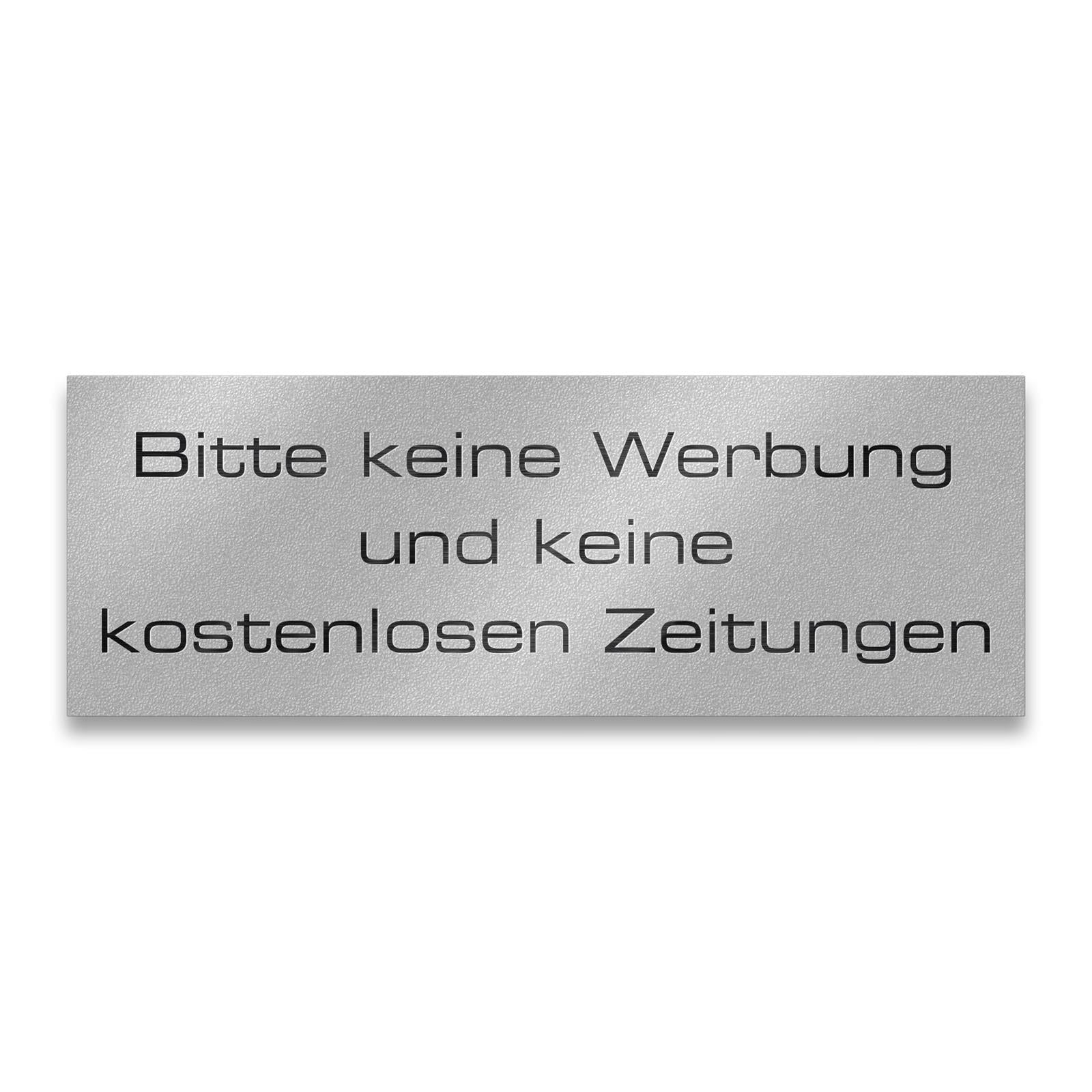 Briefkastenschild - Bitte keine Werbung - aus Edelstahl