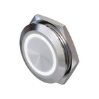 Metzler - Drucktaster 25mm - LED Ringbeleuchtung Weiß - IP67 IK10 - Edelstahl - Flach -  Kabelanschluss