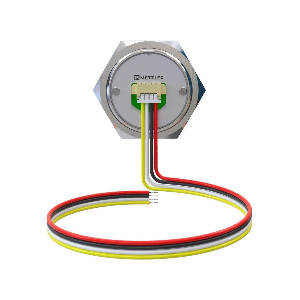 Metzler - Drucktaster 25mm - LED Ringbeleuchtung Weiß - IP67 IK10 - Edelstahl - Flach -  Kabelanschluss
