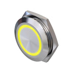 Metzler - Drucktaster 25mm - LED Ringbeleuchtung Gelb - IP67 IK10 - Edelstahl - Flach -  Kabelanschluss