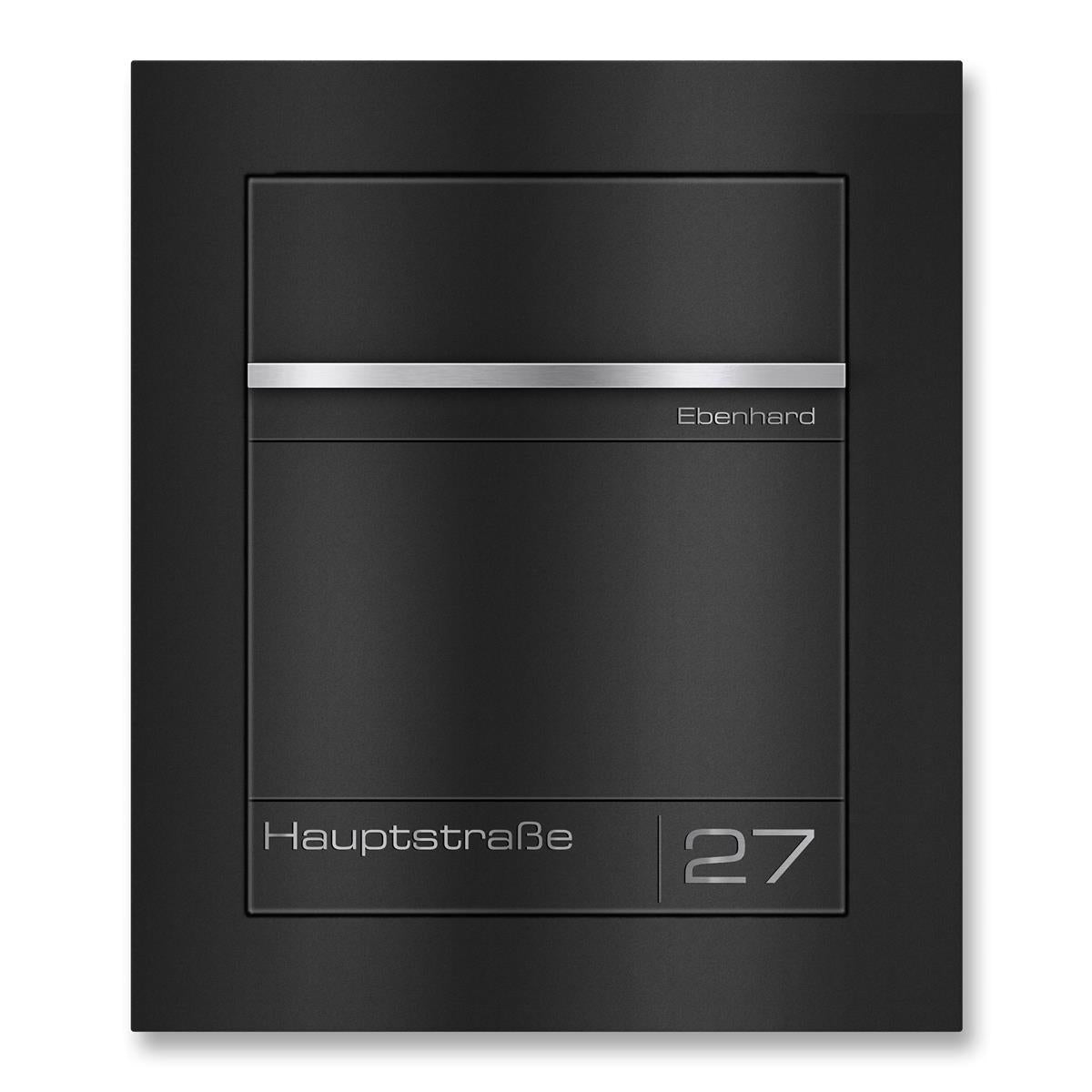 Metzler Briefkasten Unterputz | personalisiert mit Gravur | Edelstahl-Namensschild | Hugo 2